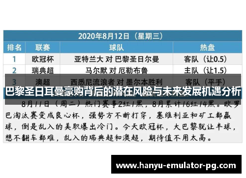 巴黎圣日耳曼豪购背后的潜在风险与未来发展机遇分析 巴黎圣日耳曼豪购背后的潜在风险与未来发展机遇分析